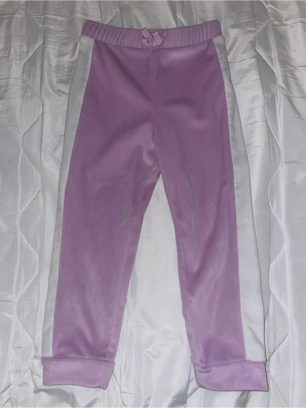 The Children’s Place Girls 4T Lavender Velour Joggers White Stripe Pants